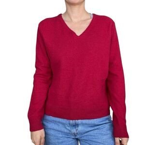 Apt 9 100% Cashmere Red Pullover Sweater Women Size XL V Neck Casual Fall Winter